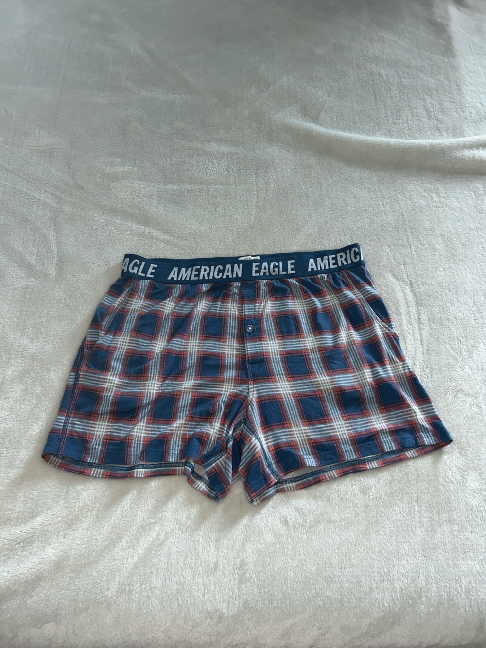 American Eagle Outfitters Men’s Navy, Red & White Plaid Boxer Shorts